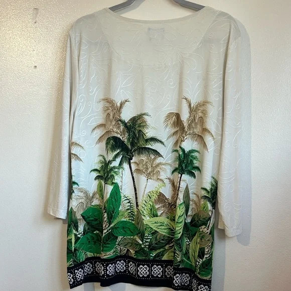 NWOTTropical Palm Tree Print Top - Picture 4 of 7